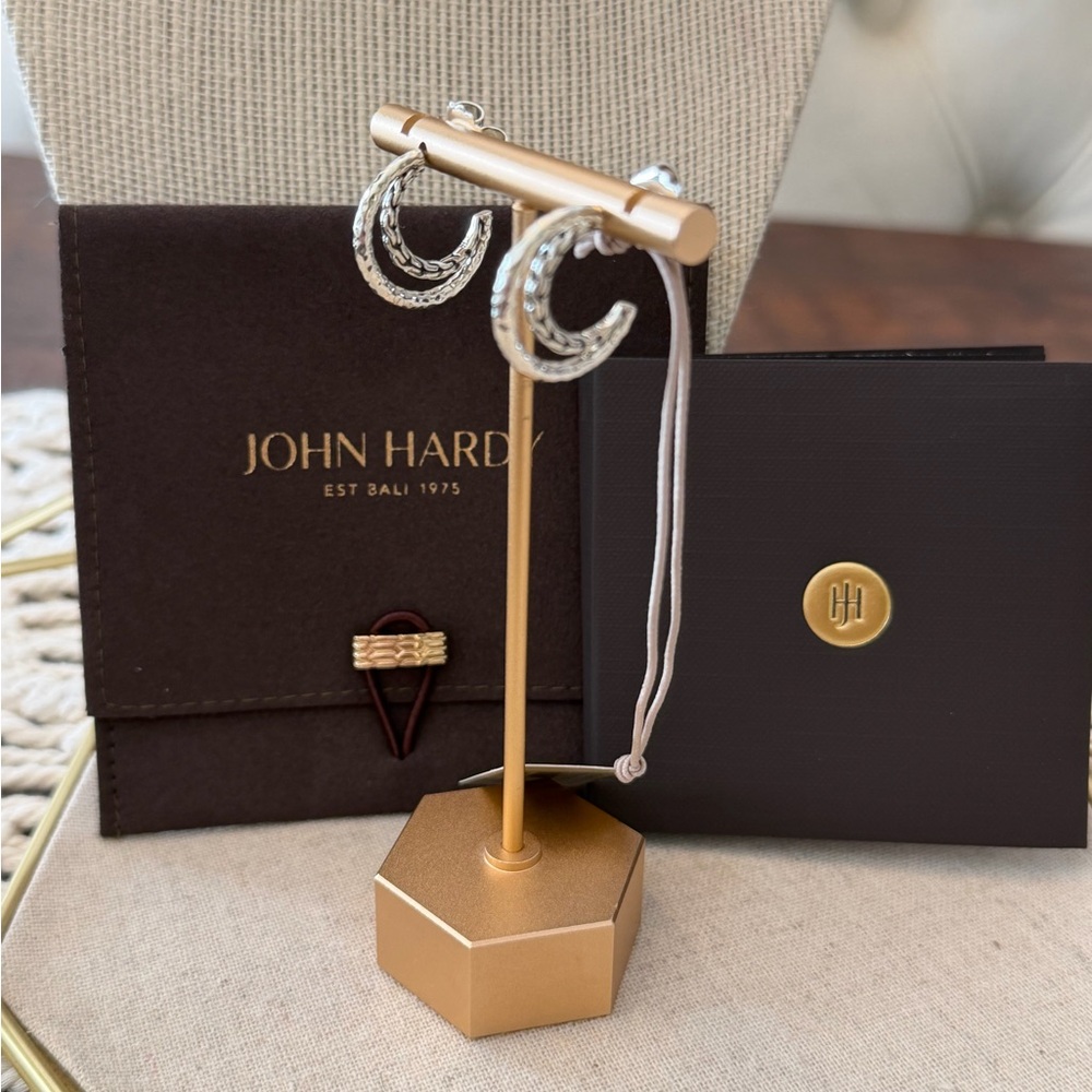 John Hardy Classic Chain Hammered Hoop Earrings - New with Tags